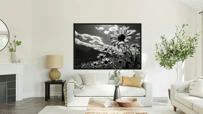 Bloomscape – Wide Field Floral Monochrome Art Print Reproduction
