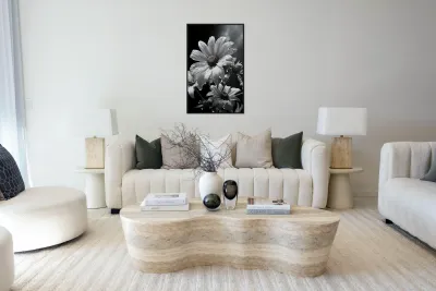 Bloomed Affinity – Monochrome Daisy Duo Art Print Reproduction