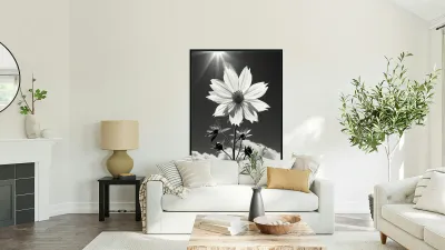 Posture – Minimal Daisy Monochrome Art Print Reproduction