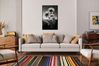 Soulful Blooms – Black & White Sunflower Art Print Reproduction