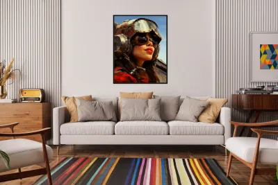 Woman of War - Aviator Portrait Art Prints Reproduction