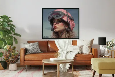 Woman Of War - Tactical Visor Portrait Art Prints Reproduction