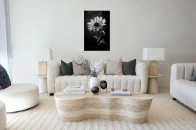 The Grace of Golden Hours – Monochrome Floral Art Print Reproduction