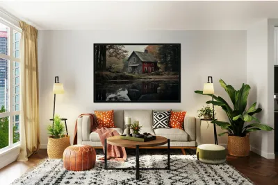 Farmhouse – Rustic Country Landscape Art Print Reproduction