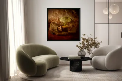 Southwest Harmony: Wavy Cactus and Weathered Cowboy Boots Reproduction