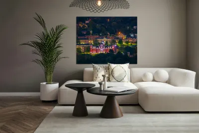 Downtown campus of West Virginia university at nightfall Reproduction