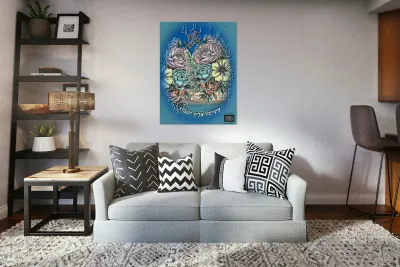 art flowers on sky bckgrnd 2 Reproduction