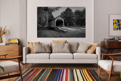 Dents Run Covered bridge near Morgantown WV in monochrome Reproduction